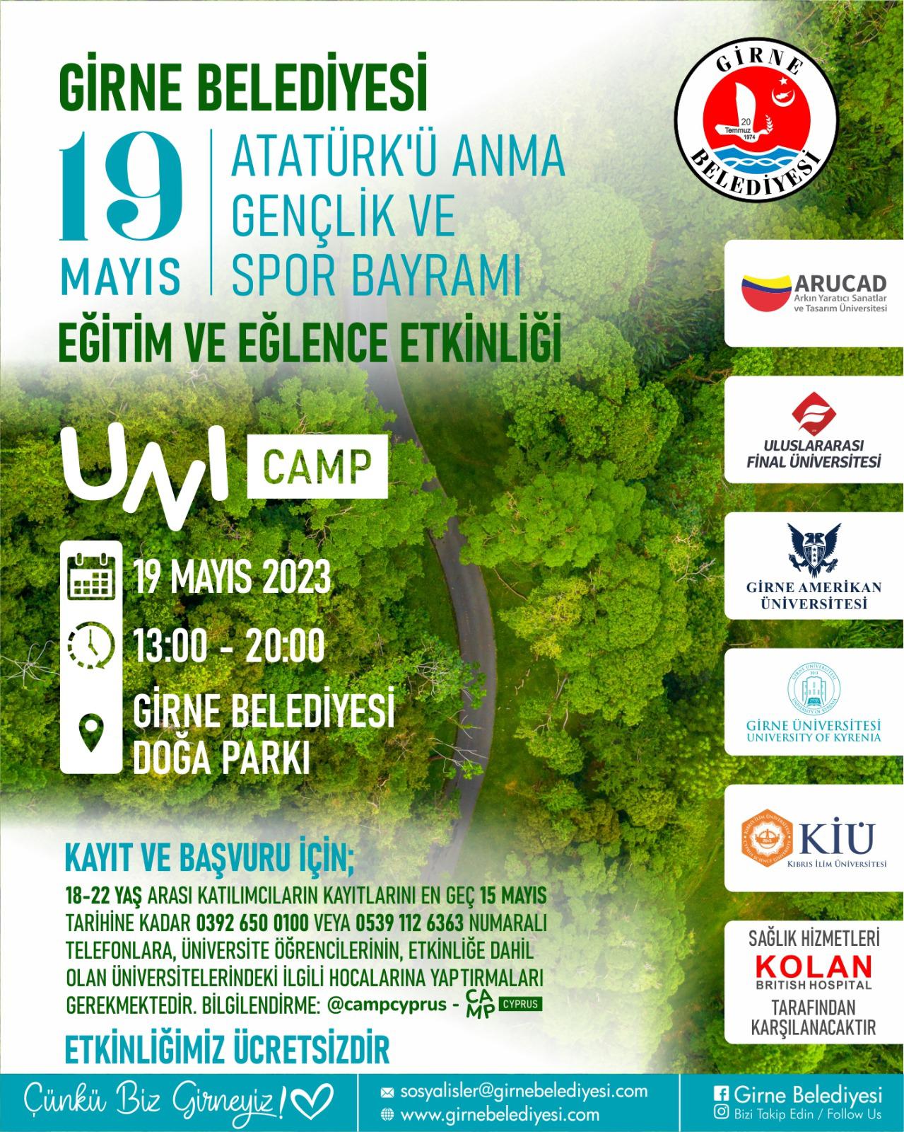 Girne Belediyesi Doğa Parkı, 19 Mayıs'ta 'UniCamp' etkinliği  gerçekleştiriyor – BRTK